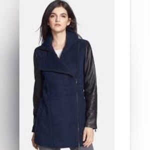 TRUTH and PRIDE Blue Leather Wool Alpaca Jacket